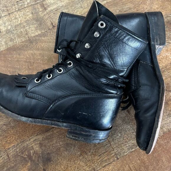 Vintage Justin Western Roper lace up Kiltie prairie boots 6.5 B - Picture 6 of 8